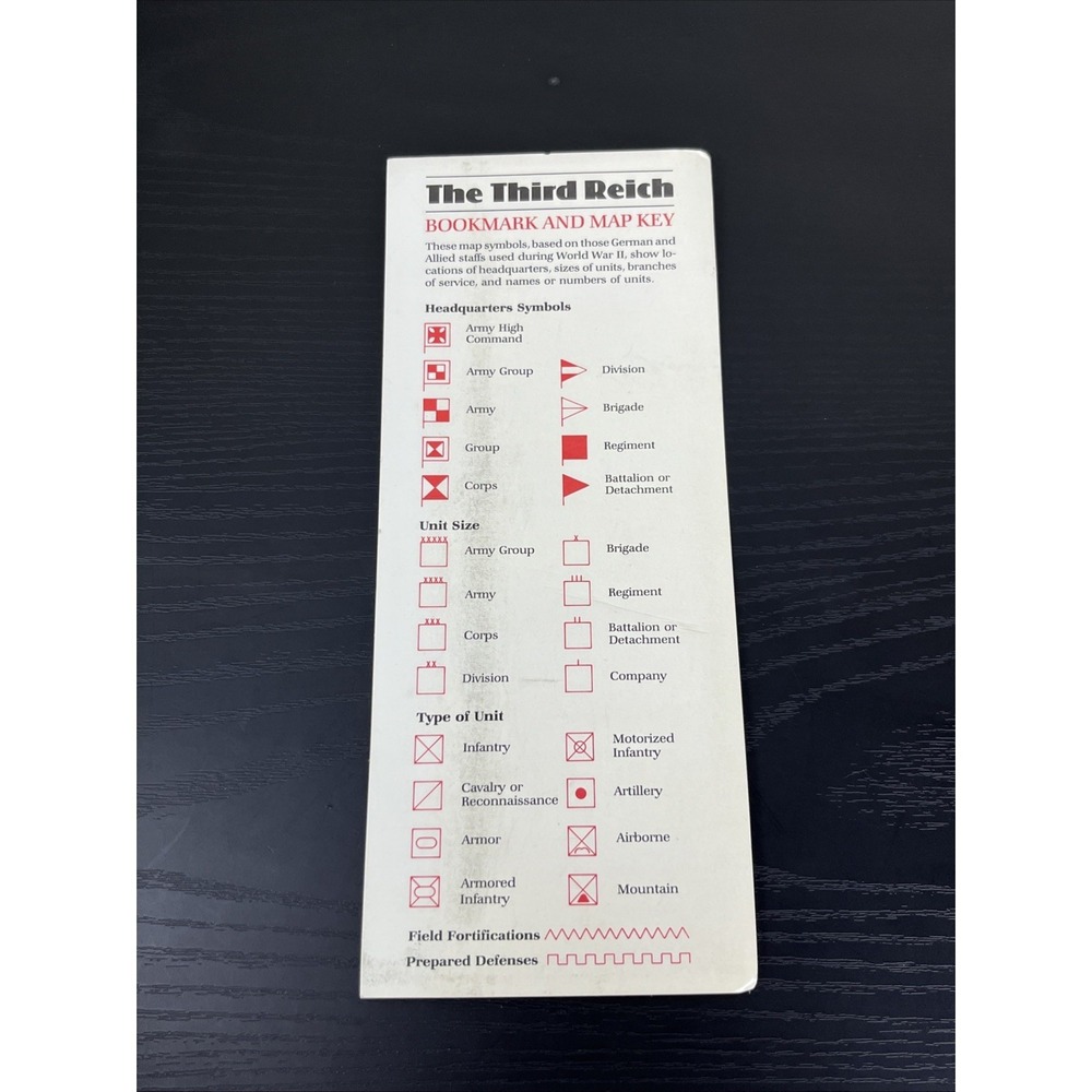 Vintage Time-Life Books The Third Reich Bookmark & Map Key WWII Series Insert